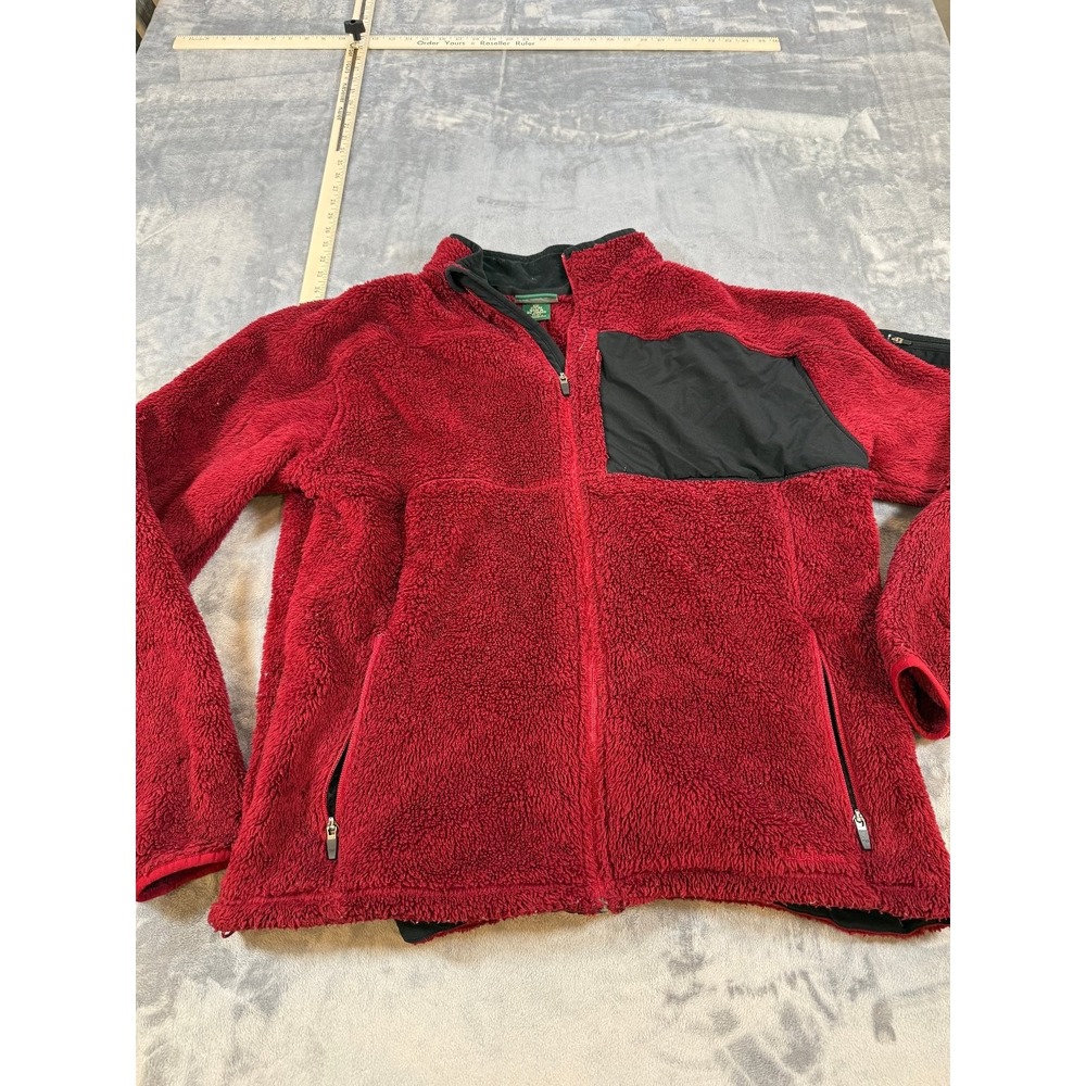 L.L.Bean Men's XXL Polartec Full Zip Fleece Jacket Coat Red Black Outdoor